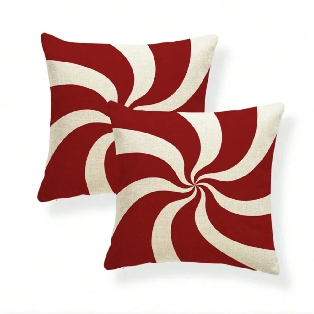 🎄2 Red and Cream Swirl Holiday Throw Pillow Casings